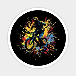 BMX Bike rider Paint splatter Style Design Magnet